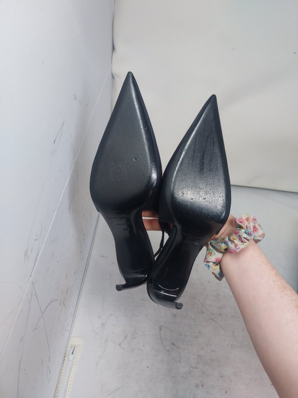SAINT LAURENT YSL Black Kendall Silk Satin Slingback Pump - Picture 2 of 14